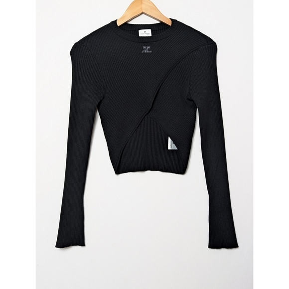 COURREGES Logo Sweater Black Large - Picture 6 of 11